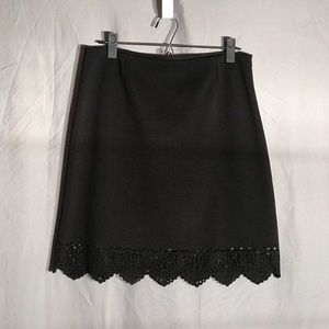Short Black Skirt with Laser-Cut Hem -Size 8